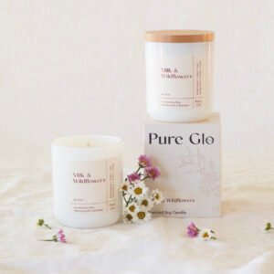 Candle (White) - Milk and Wildflowers - Image 1