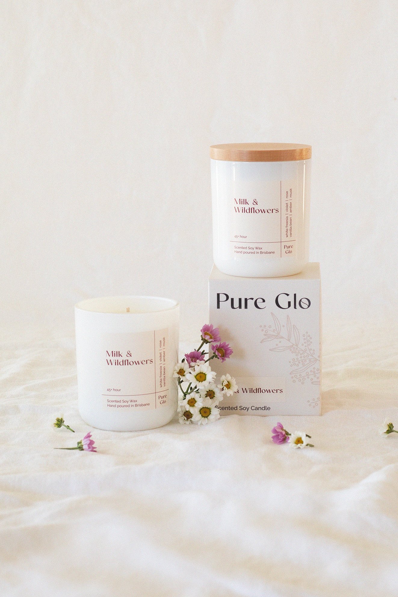 Candle (White) - Milk and Wildflowers - Image 1